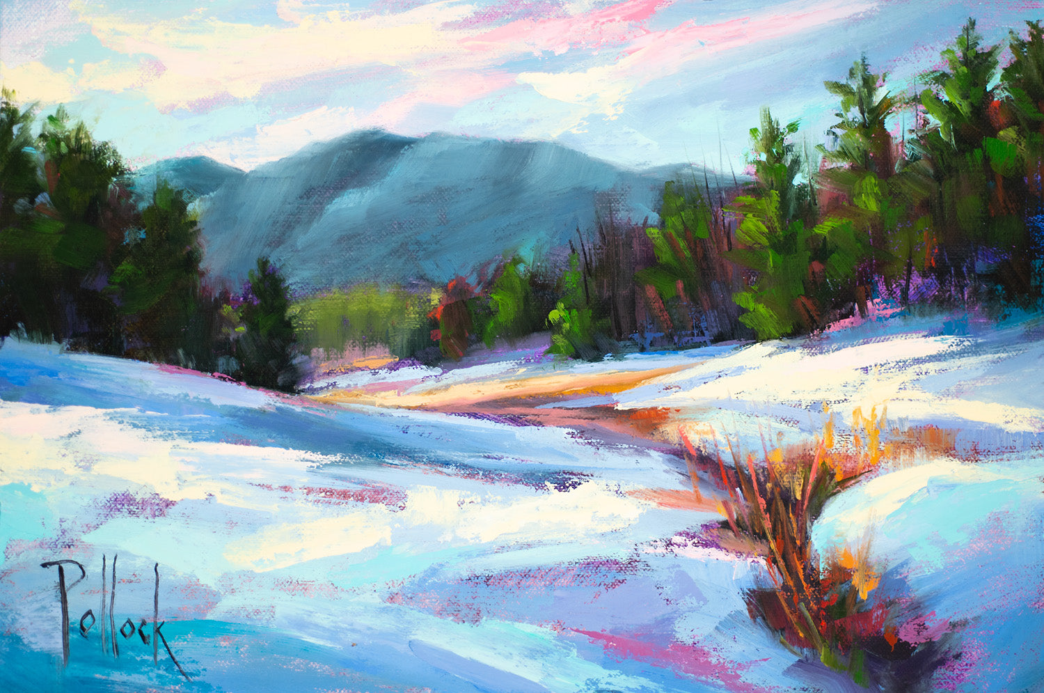 Cades Cove Winter oil on panel | Sarah Pollock Studio